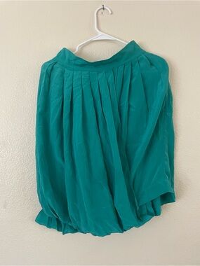 Plenty by Tracy Reese 100% Silk Teal Pleated Circle Skirt